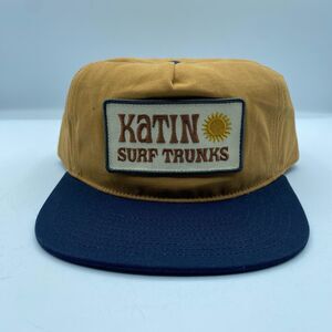 Katin Surf Trunks Hat Snapback Adjustable Brown Blue Cap Surf Outdoor Logo NWOT